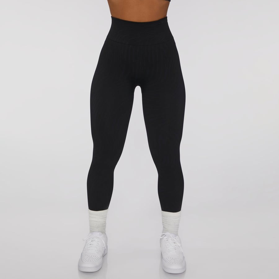 BREEHER Yarn Dyed Zebra Stripes Butt Lifting Leggings