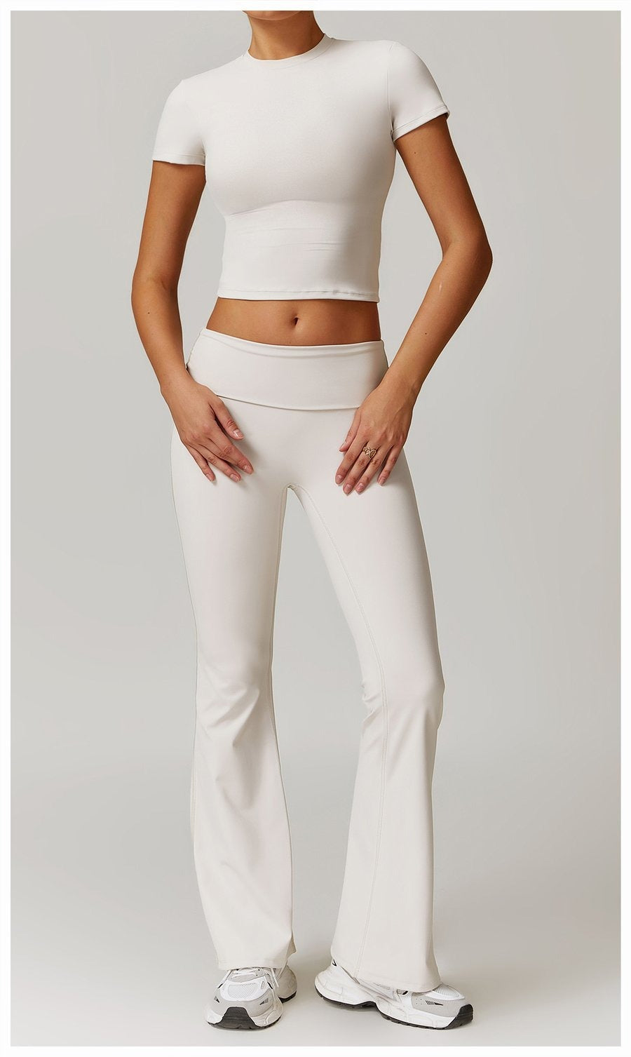 BREEHER Folded Waist Seamless Quick Drying Hip Lifting Leggings