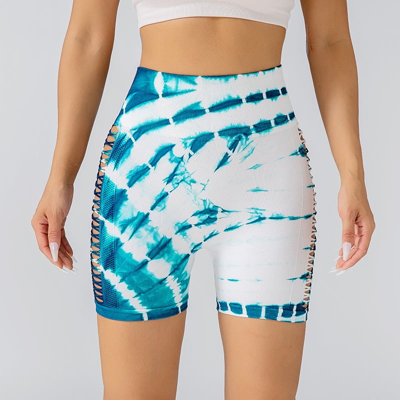 Hollow Gradient Color Hip-Lifting Yoga Shorts