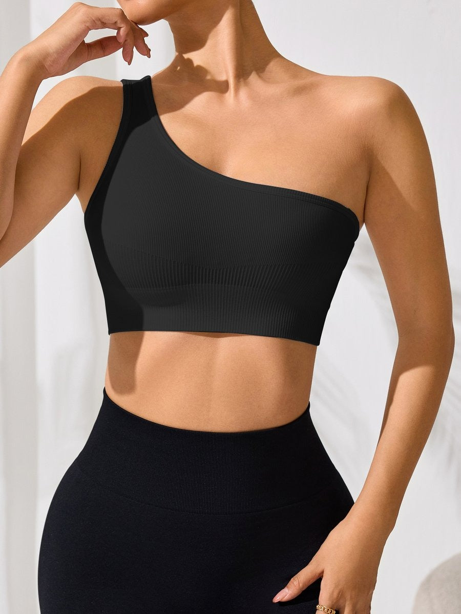 Sexy One-shoulder Sports Vest Bra