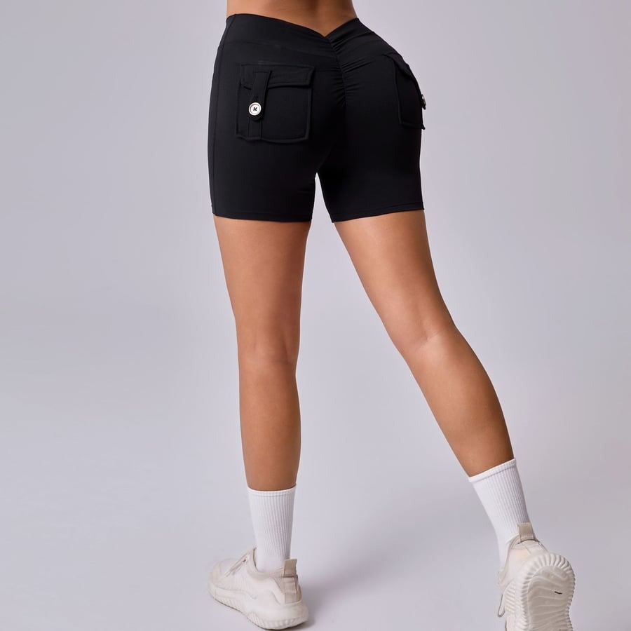 Back V Cargo Pocket Hip-lifting Peach Hip Fitness Yoga Shorts