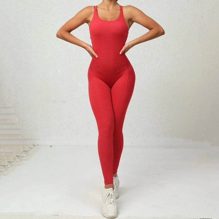 BREEHER Women's Backless Sports Yoga Fitness Jumpsuit