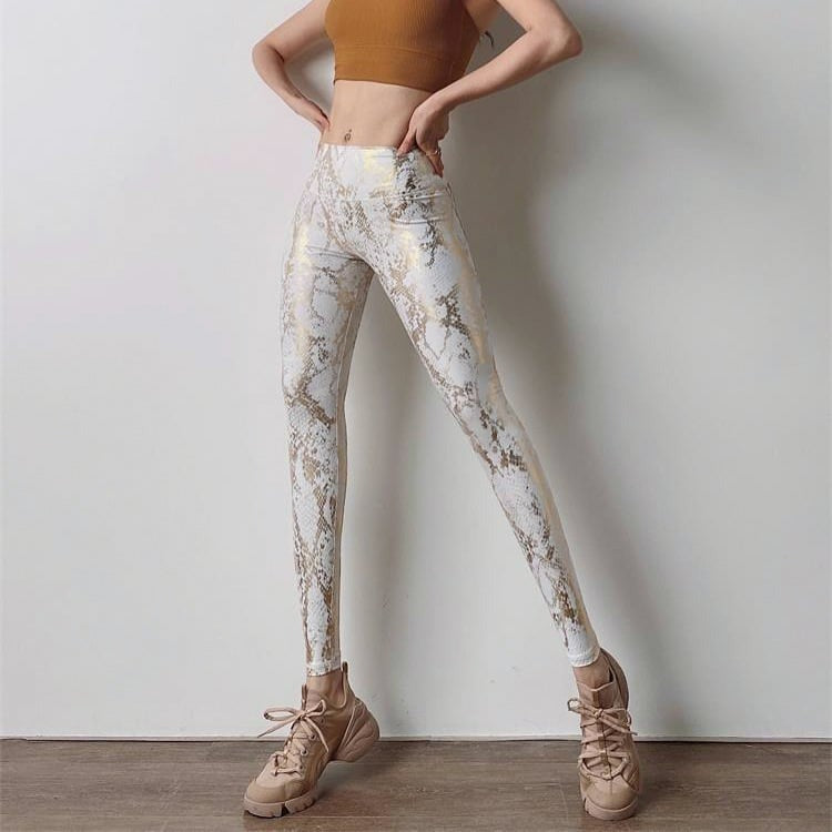 BREEHER Snake Pattern Printed Butt Lifting Leggings
