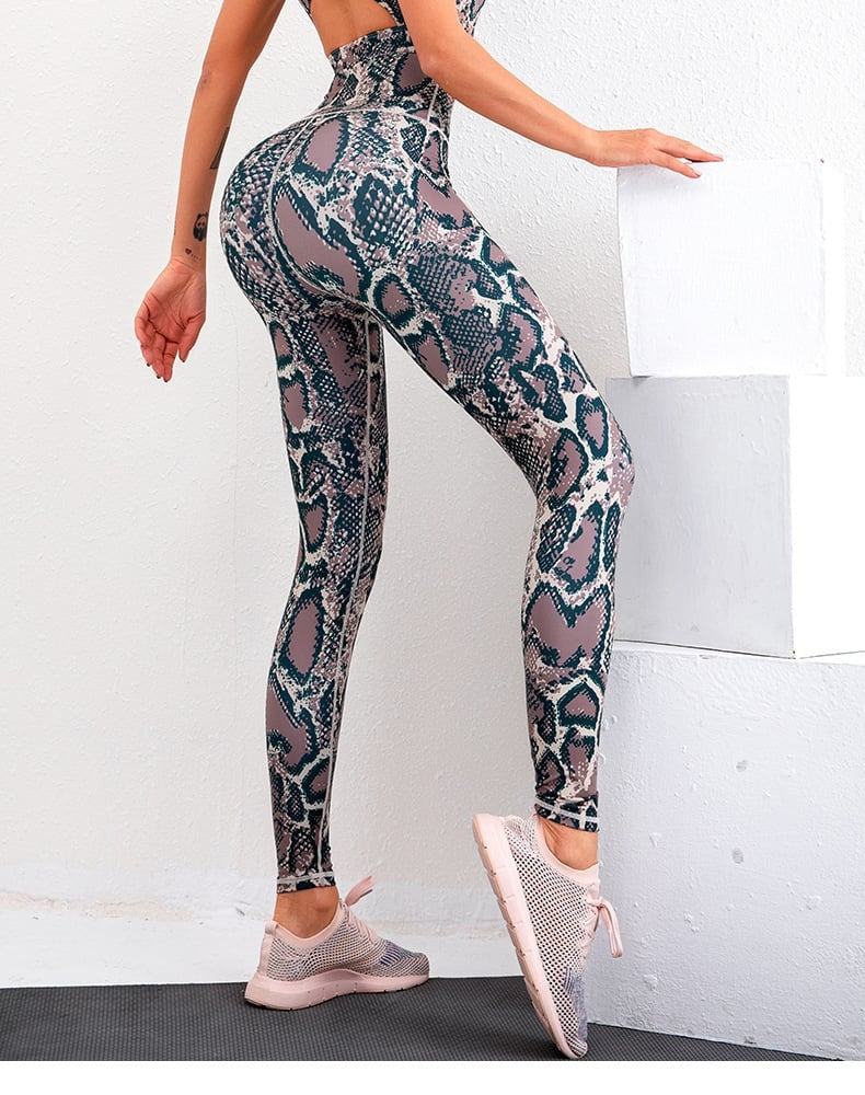 Sexy Snake Print Peach Hip Lift Yoga Leggings