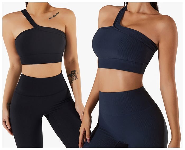 BREEHER One Shoulder Vest Highly Elastic Sports Bras