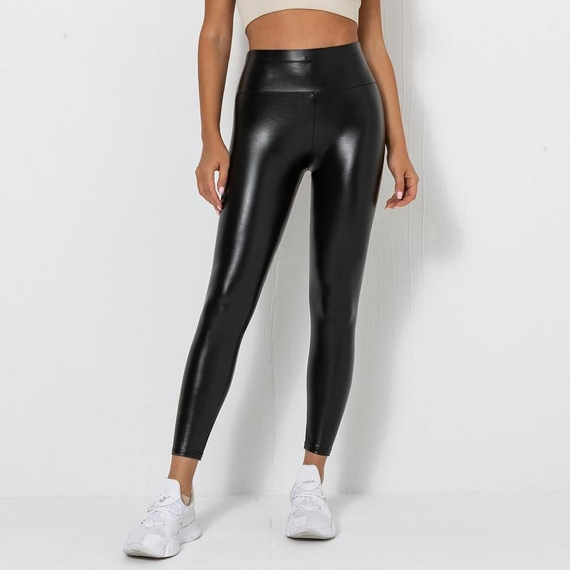 BREEHER Women Fitness Pants High Waist PU