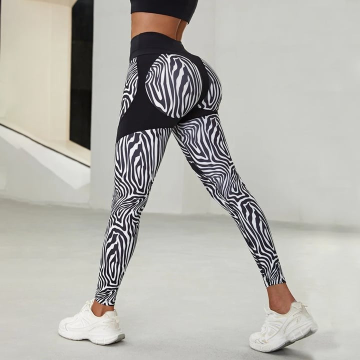 BREEHER Female Zebra Pattern Hip Lift Leggings