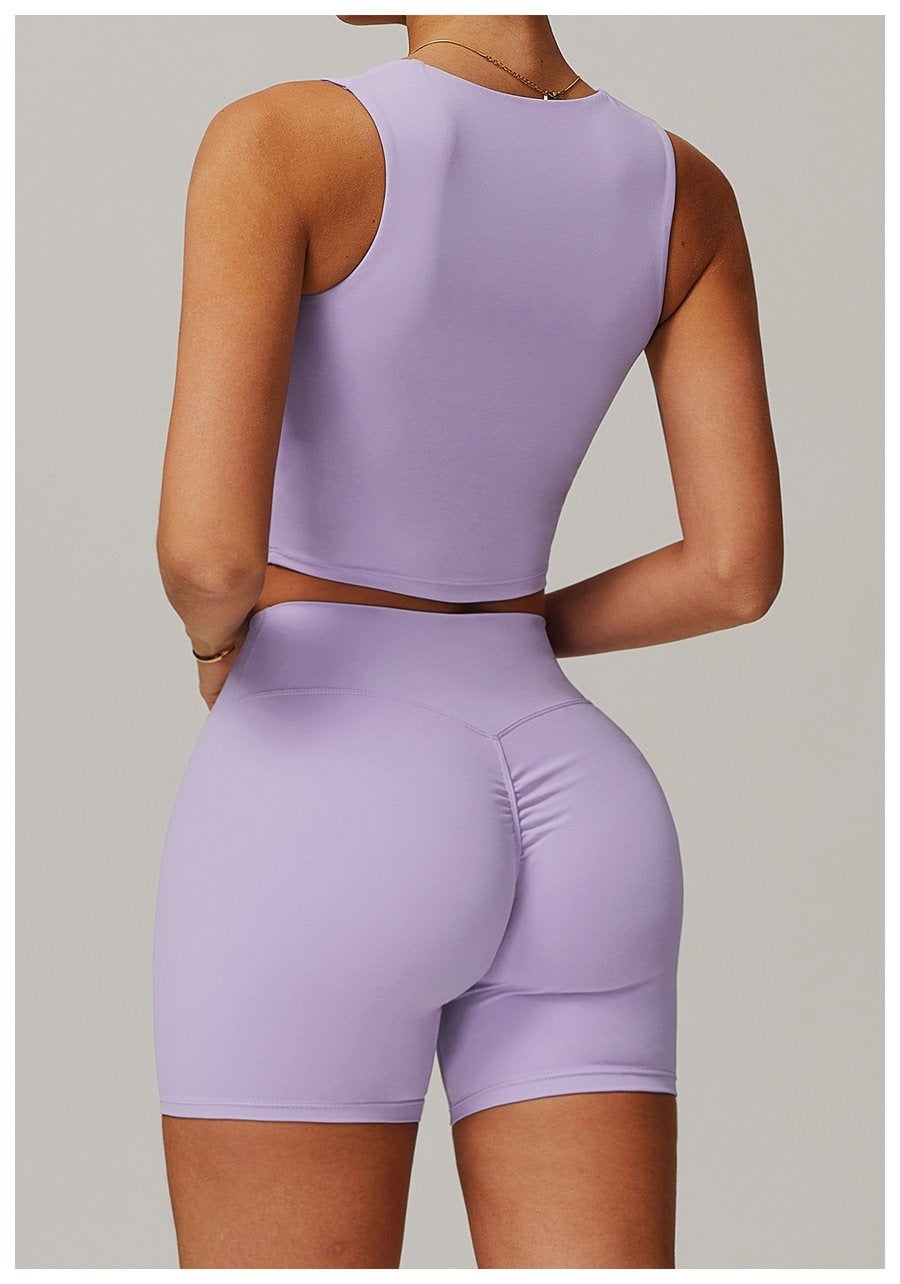 Solid Color Square Neck Short Yoga Bra with Pads