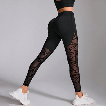 Female Sexy Mesh Stitching Hip-Lifting High Waist Leggings