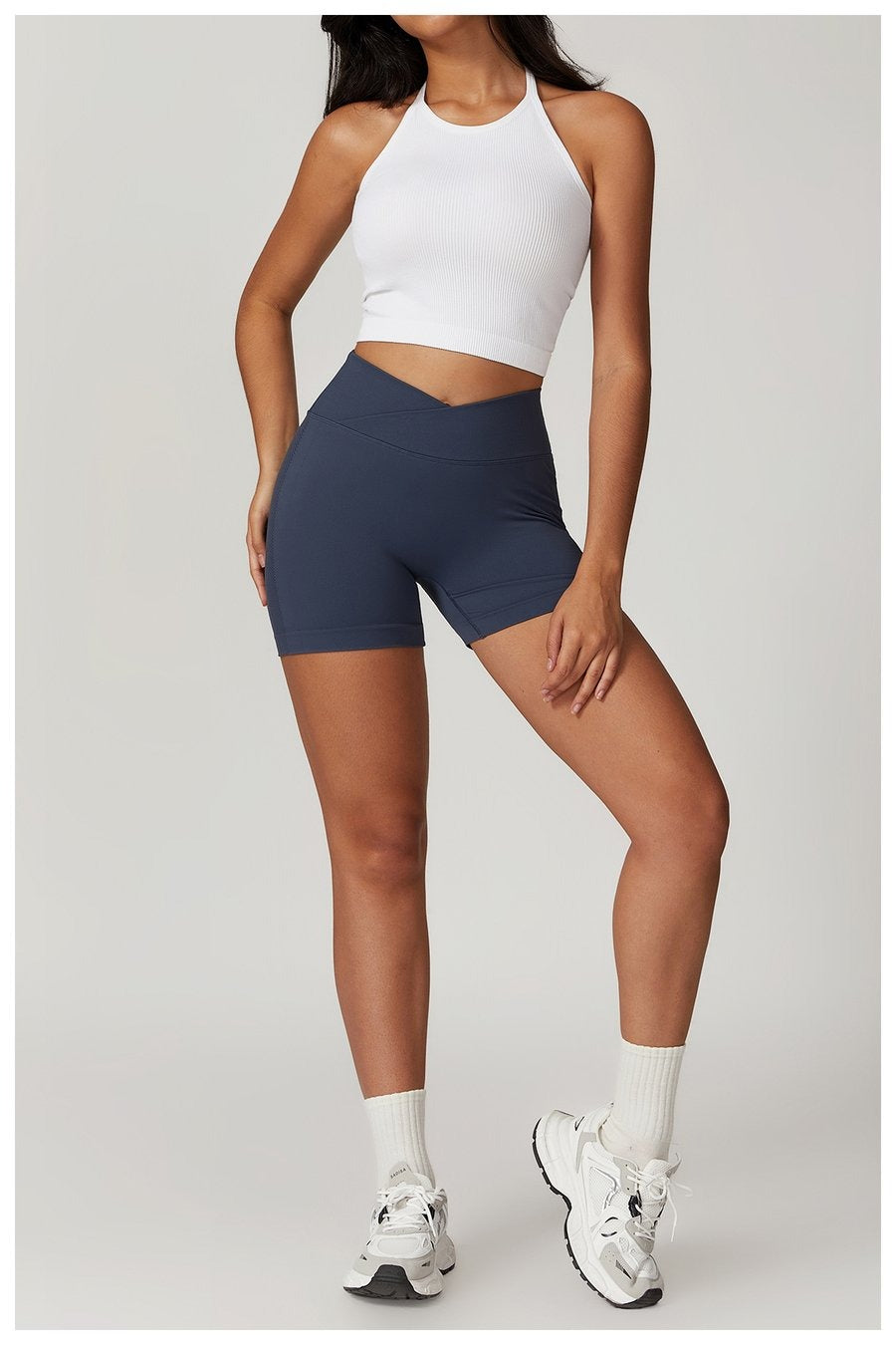 BREEHER Crossed Waist Shape High Waisted Hip Lifting Shorts