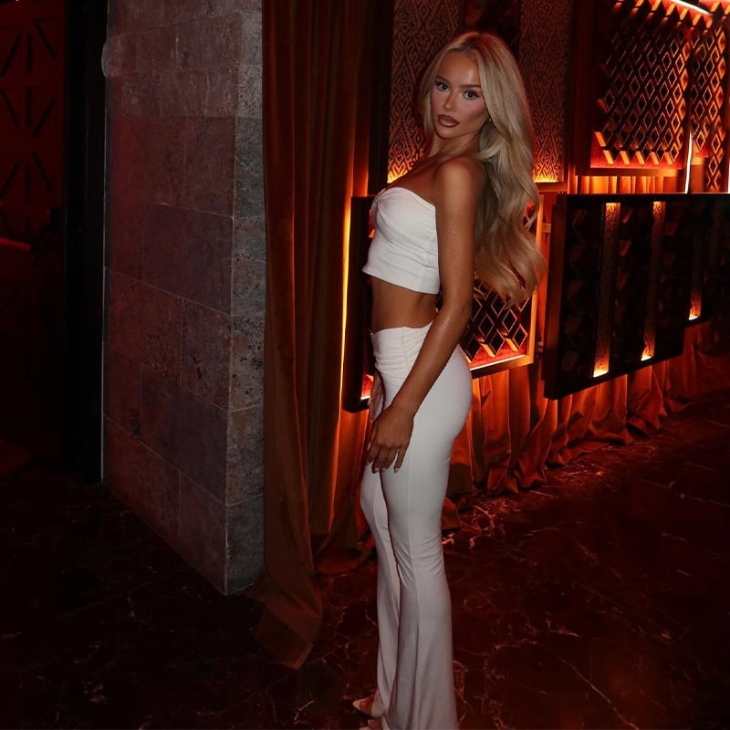 Sexy Tube Top Vest Top High Waist Pleated Flared Leggings Sets