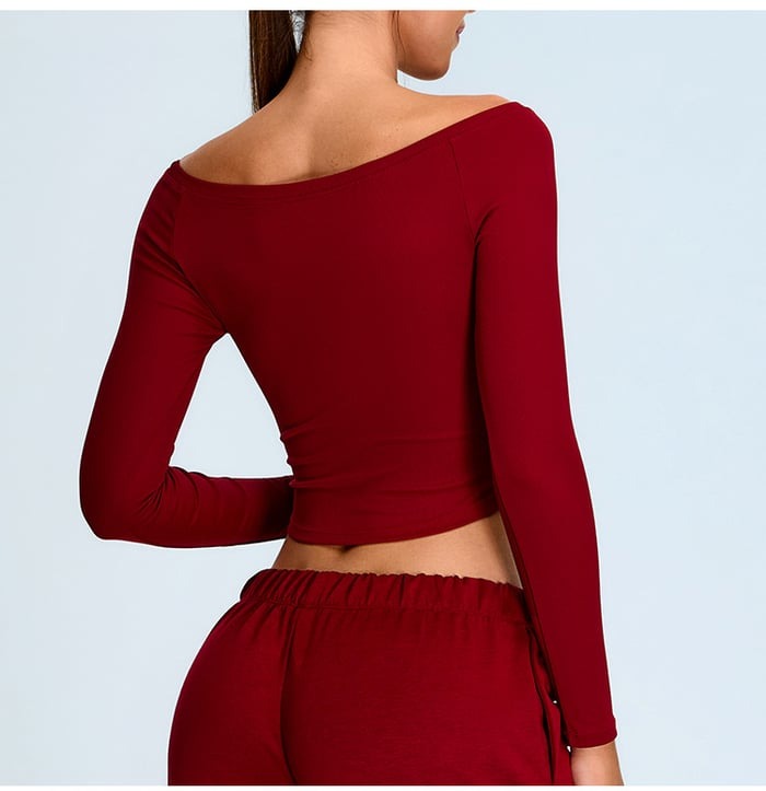 Sexy One Shoulder Long Sleeve Yoga Fitness Top