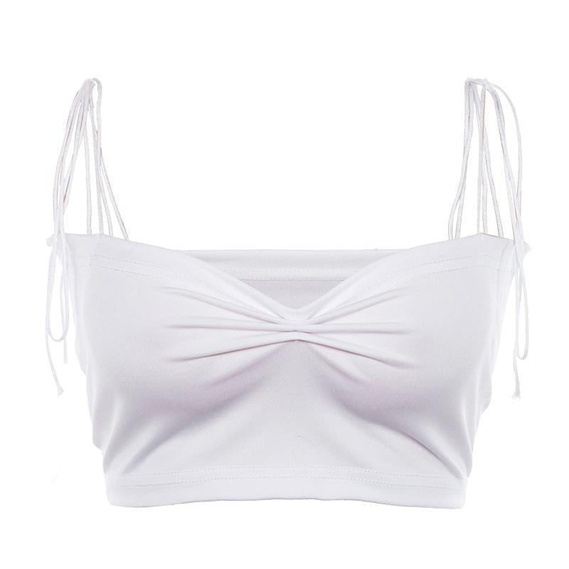 Sexy Suspender Pleated Cropped Top
