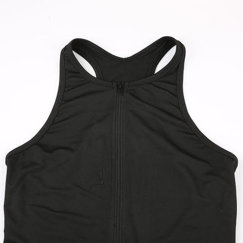 Solid Color Zippered Hollow Backless Sleeveless Jumpsuit