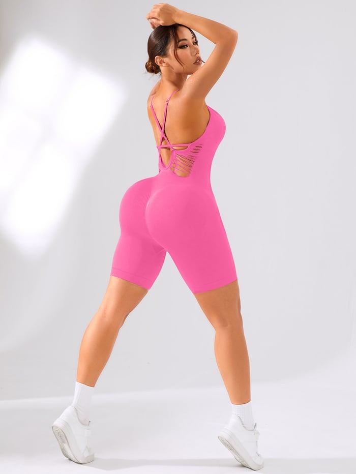 Sexy Seamless Backless Cross Hollow Yoga Jumpsuit Romper