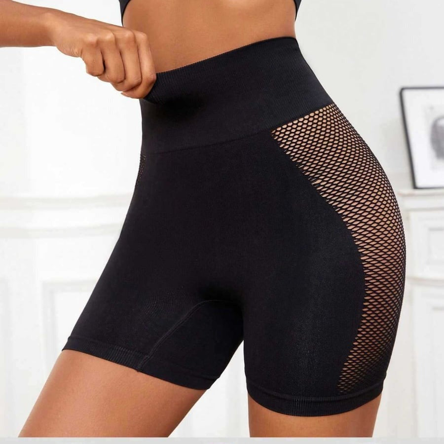 Sexy Mesh See-Through Seamless High Waist Hip-Lifting Shorts