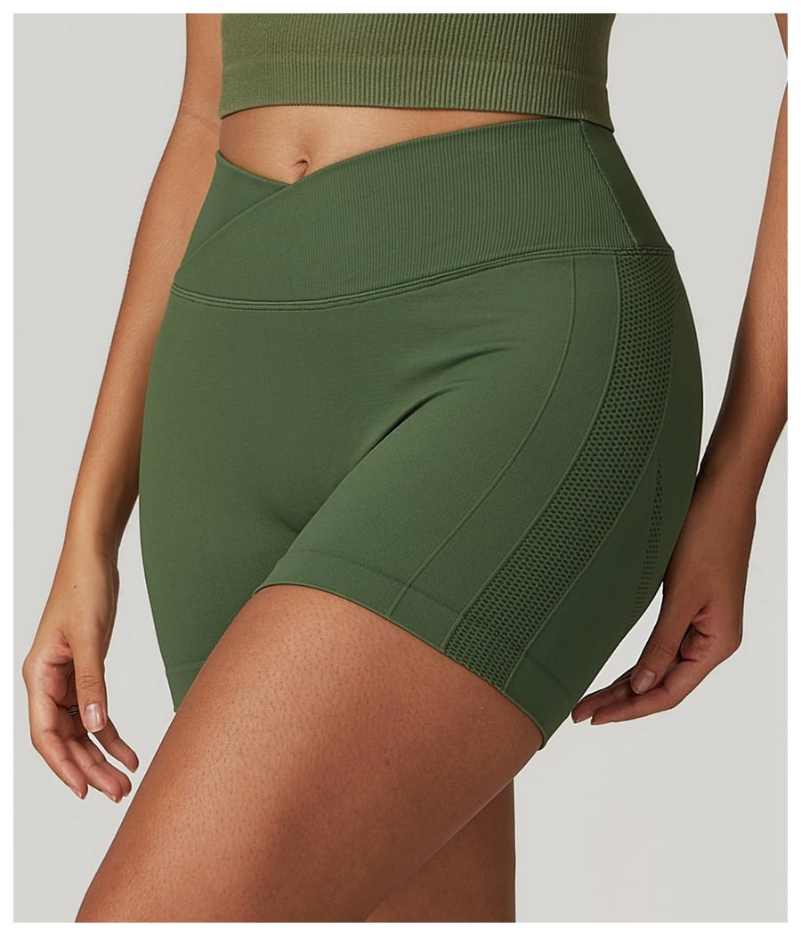 BREEHER Crossed Waist Shape High Waisted Hip Lifting Shorts