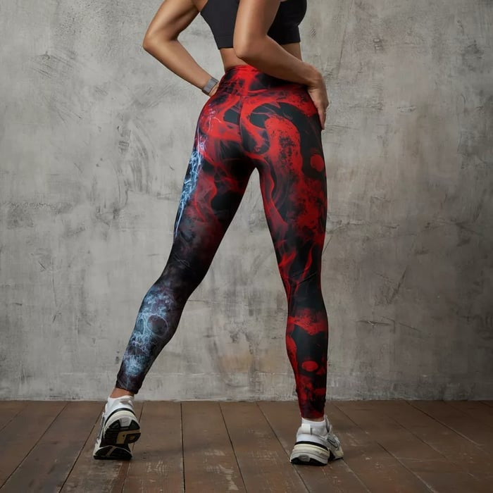 BREEHER Flame Skull printed Hip Lift Leggings