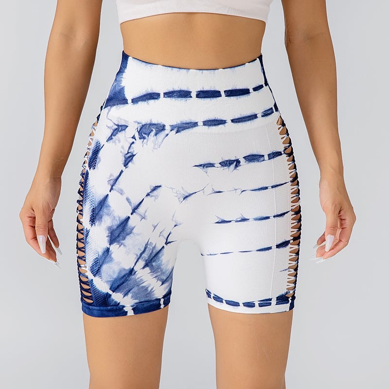 Hollow Gradient Color Hip-Lifting Yoga Shorts