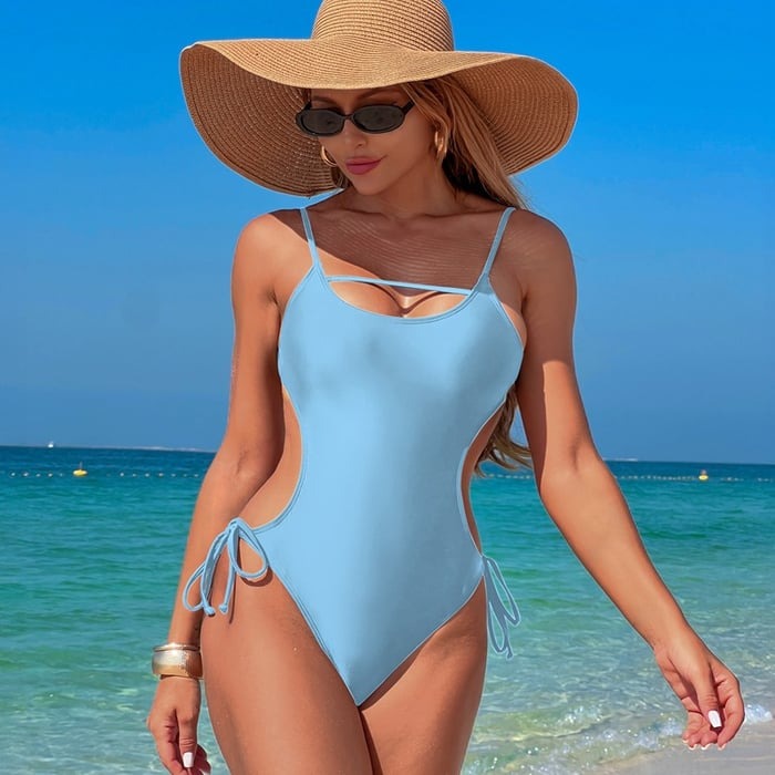 Lace Up Straps One-Piece Swimsuit