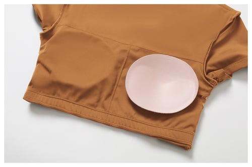 Female Solid Color Backless with Pads Cropped Short Sleeves