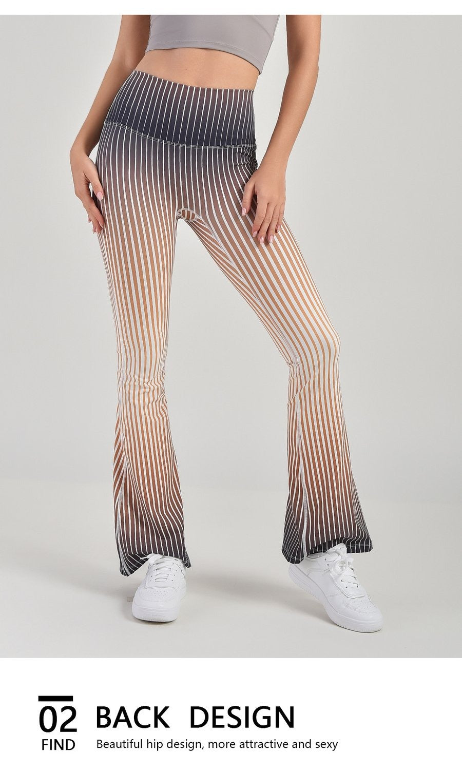 Striped Gradient Flared High Waist Yoga Leggings