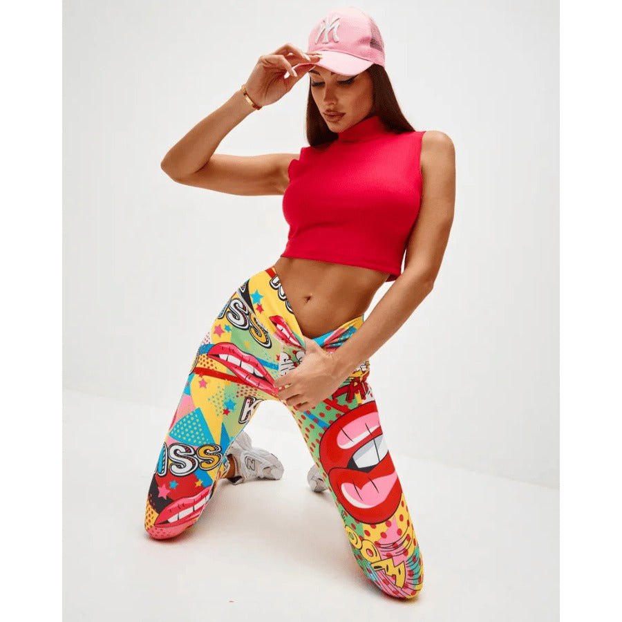 BREEHER High Waisted Printed Butt Lifting Fitness Leggings