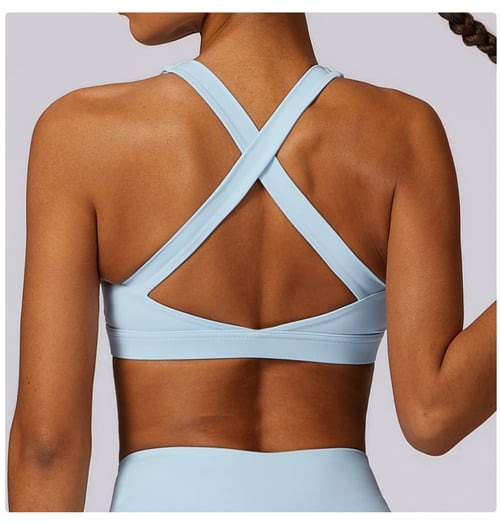 BREEHER Cross Straps Back Patchwore Vest Sports Bras