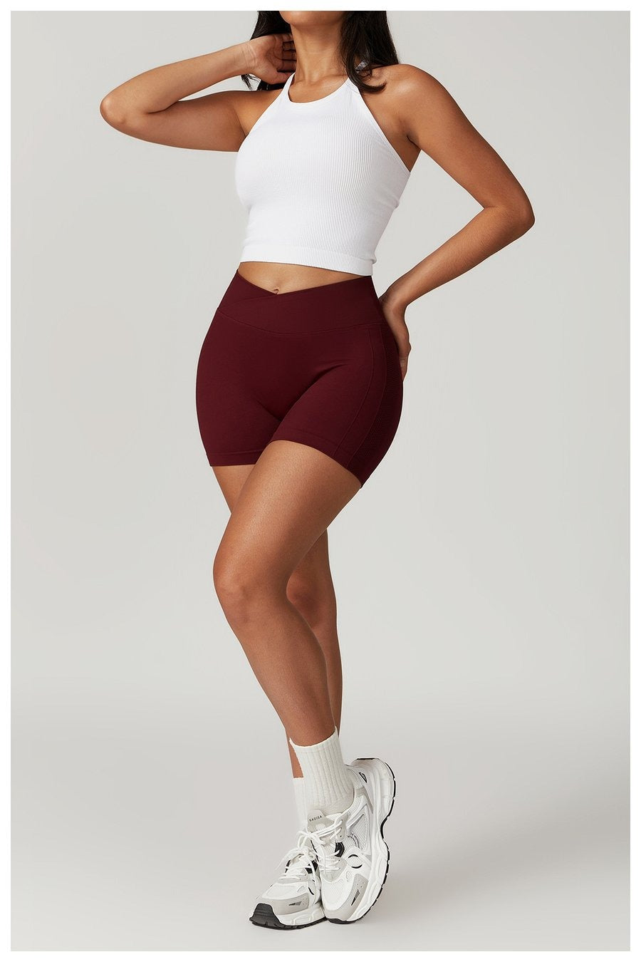 BREEHER Crossed Waist Shape High Waisted Hip Lifting Shorts