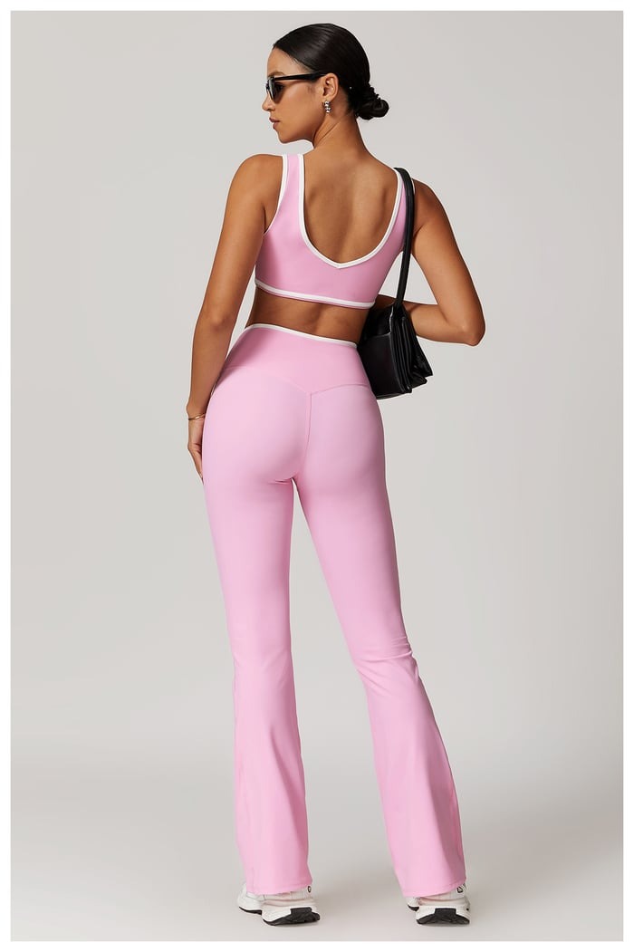 BREEHER Color Clash Bras Hip Lifting Leggings Two Piece Set Sports Suits