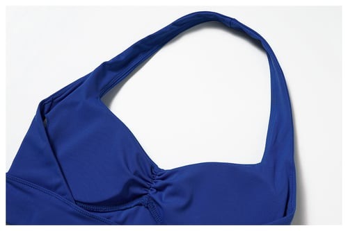 BREEHER Shirring Halter Neck Backless Quick Drying Sports Bras
