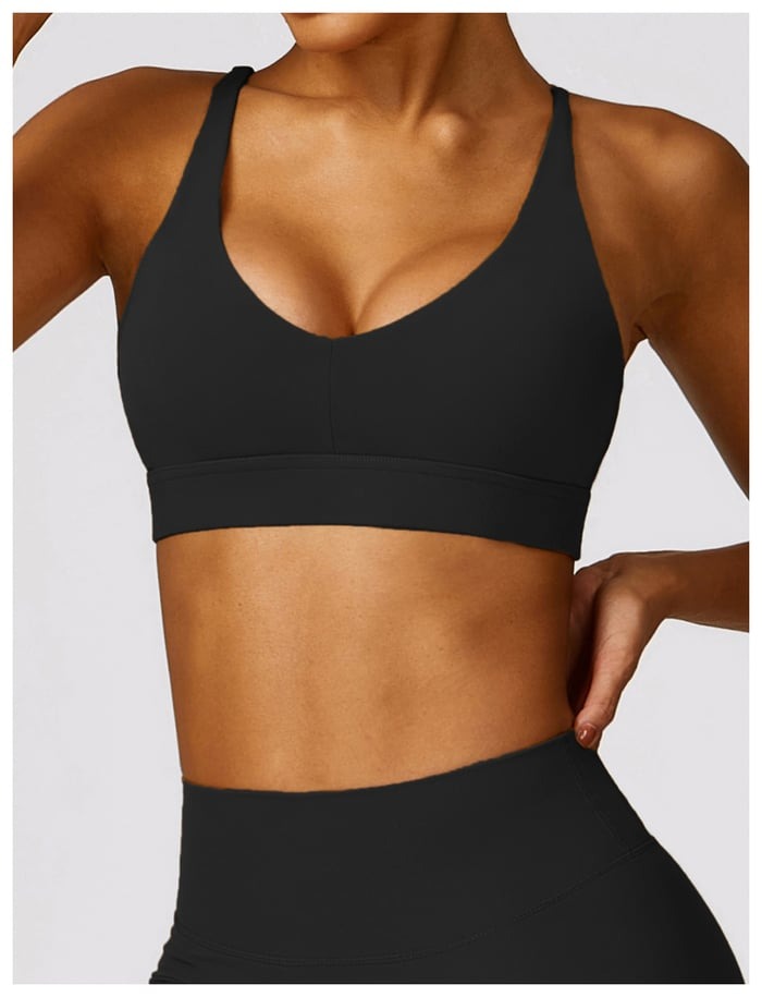 BREEHER U Neck Cross Straps Quick Drying Sports Bras