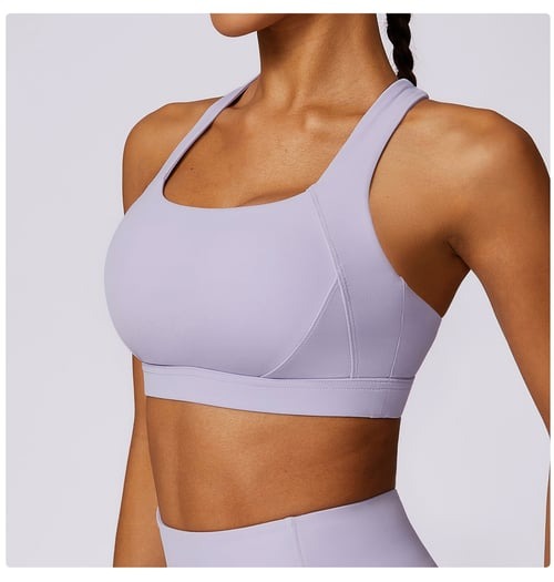 BREEHER Cross Straps Back Patchwore Vest Sports Bras