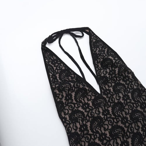 Sexy Lace Deep V-Neck Halter Jumpsuit