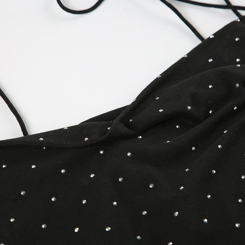 Sexy Rhinestone V-neck Suspenders Hip-lifting Flared Jumpsuit