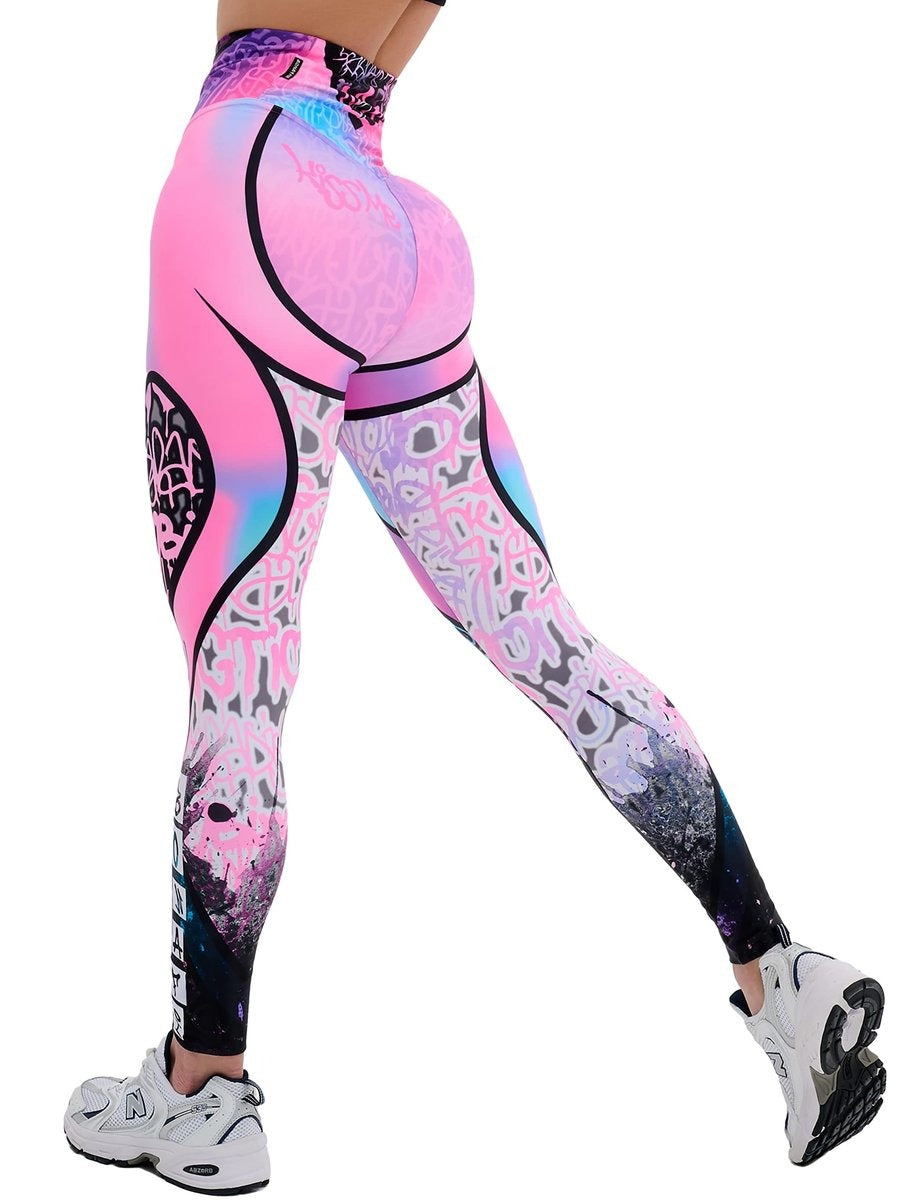BREEHER High Waisted Printed Butt Lifting Fitness Leggings