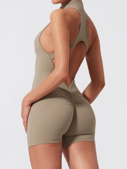 Sexy Backless One-piece Tight Nude Yoga Sports Jumpsuit