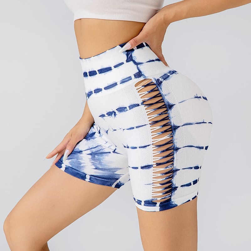 Hollow Gradient Color Hip-Lifting Yoga Shorts