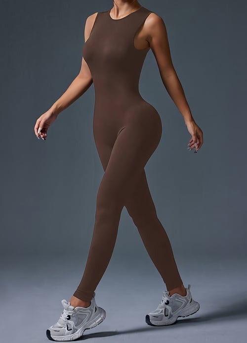 Snap Closures Backless Peach Hip Lift Yoga Jumpsuit