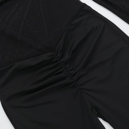 Sexy Mesh Stitching One-shoulder Long-sleeved Jumpsuit
