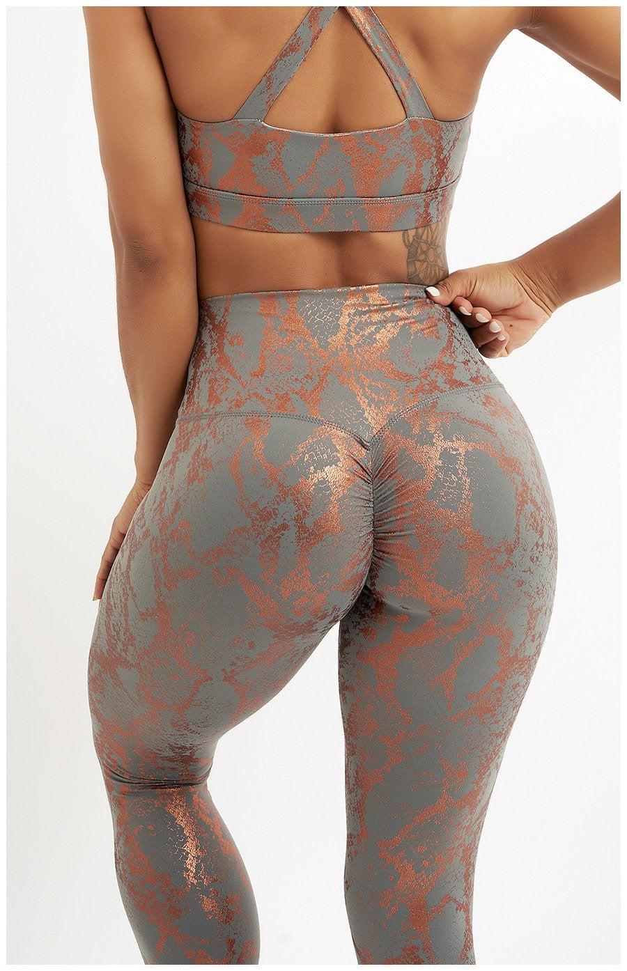 BREEHER Snake Pattern Printed Butt Lifting Leggings