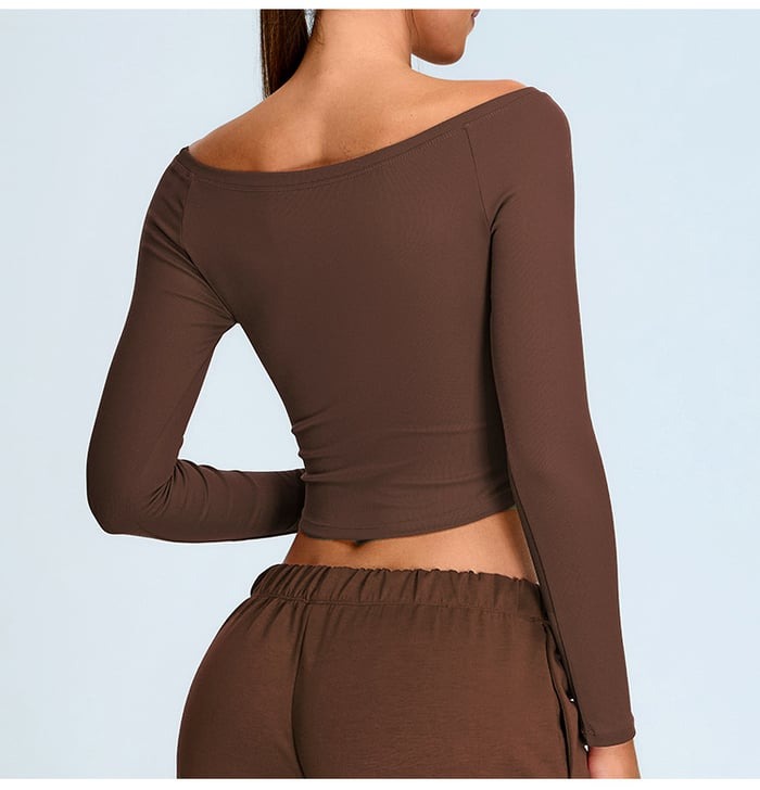 Sexy One Shoulder Long Sleeve Yoga Fitness Top