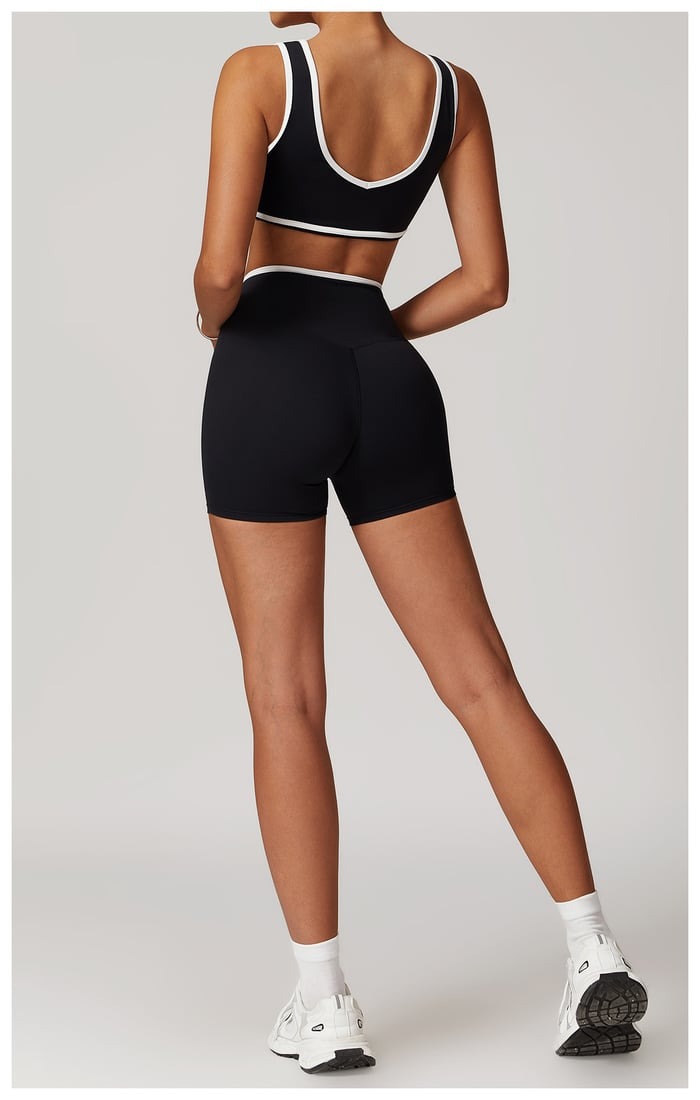 BREEHER Color Clash Vest Hip Lifting Shorts Two Piece Set Sports Suits