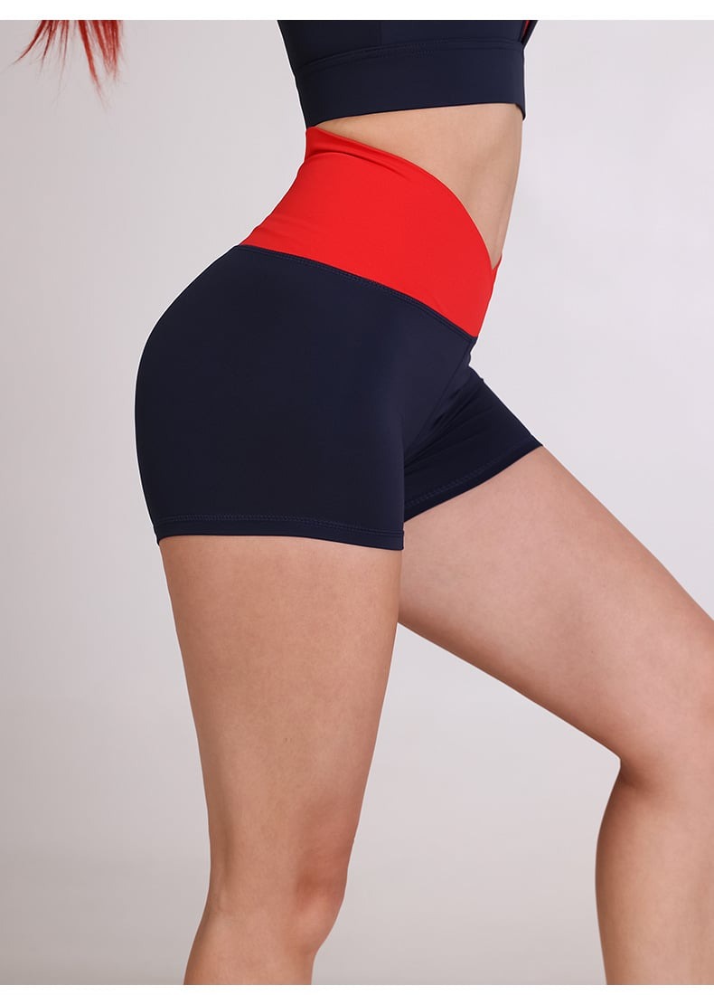 Female Color Blocking Fitness Shorts