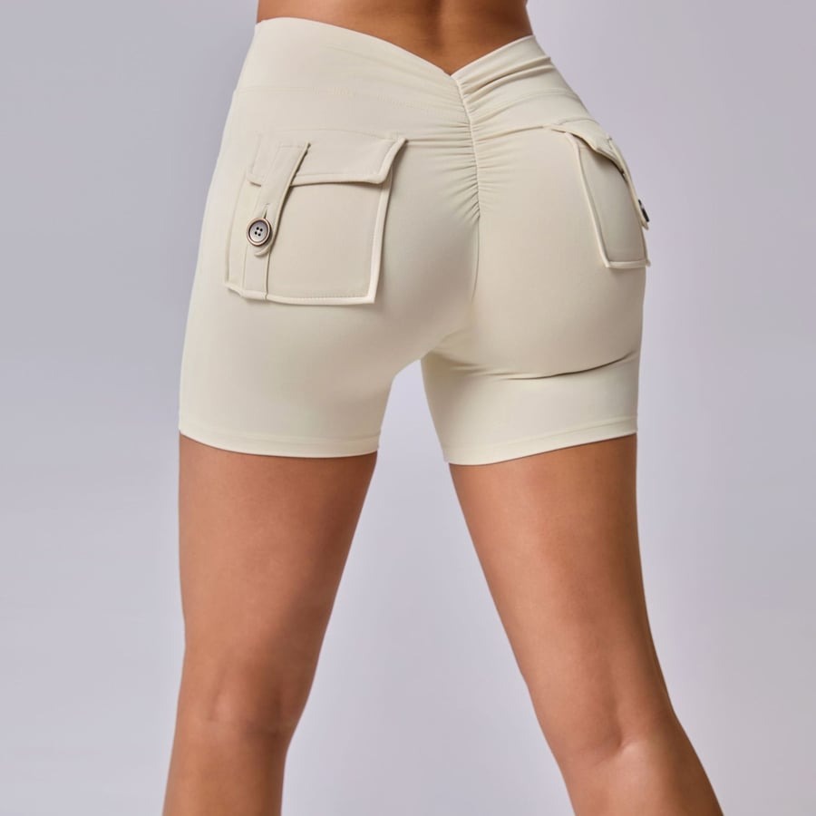 Back V Cargo Pocket Hip-lifting Peach Hip Fitness Yoga Shorts