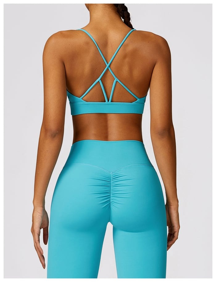 BREEHER U Neck Cross Straps Quick Drying Sports Bras