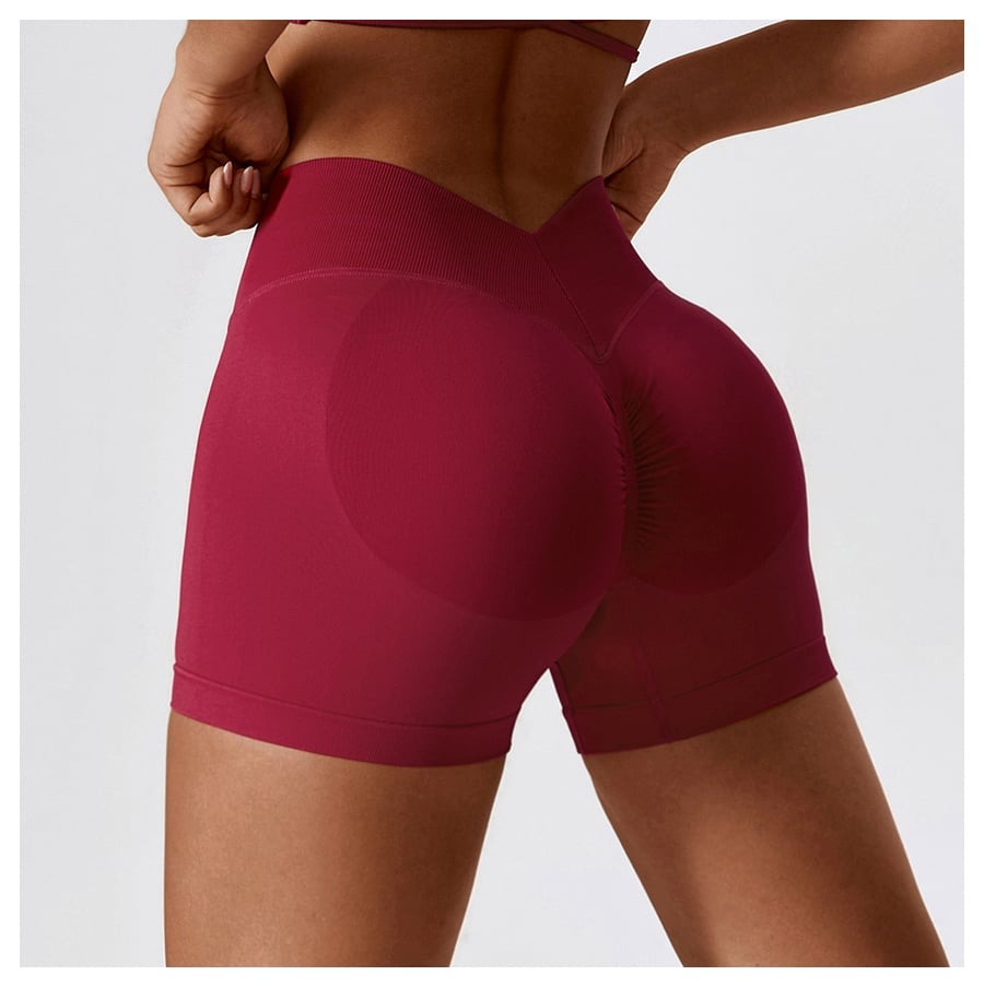 BREEHER V Waist Ruched Hip Lifting Quick Drying Shorts