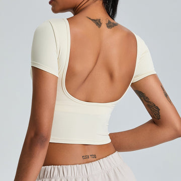 Sexy Backless Short-sleeved Yoga Sports Tops