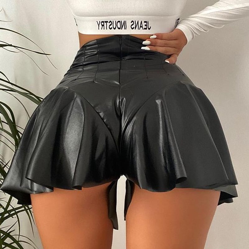 Sexy Ultra Short PU Hip-Lifting Culottes