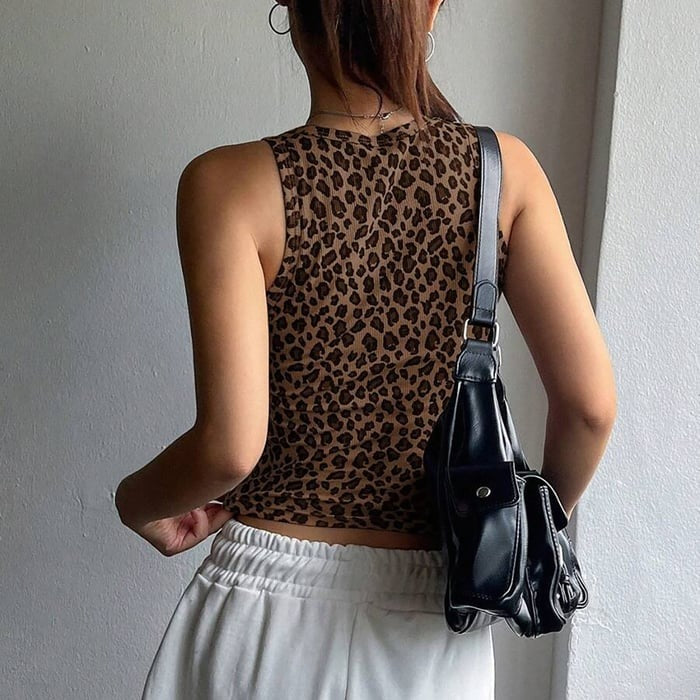 Sexy Leopard Print Cropped Tank Top